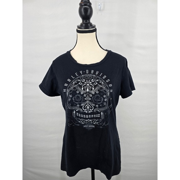 Harley-Davidson Tops - Harley-Davidson Womens Sugar Skull Graphic T-Shirt Black Winston-Salem NC XL